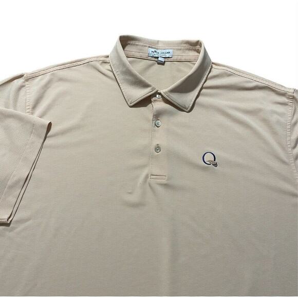 Peter Millar Polo Shirt Mens XL Orange Stripes Summer Comfort Quail Hollow Golf